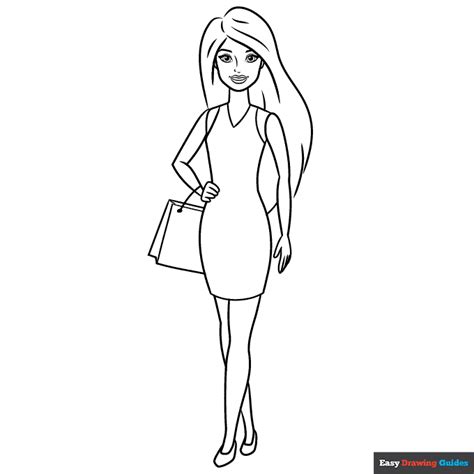 easy barbie drawing|barbie drawing without colour.